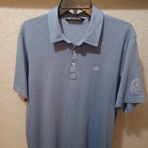 Travis Mathew Mens L Blue Golf Polo Ridgewood Country Club 1947 Pima Cotton Peru